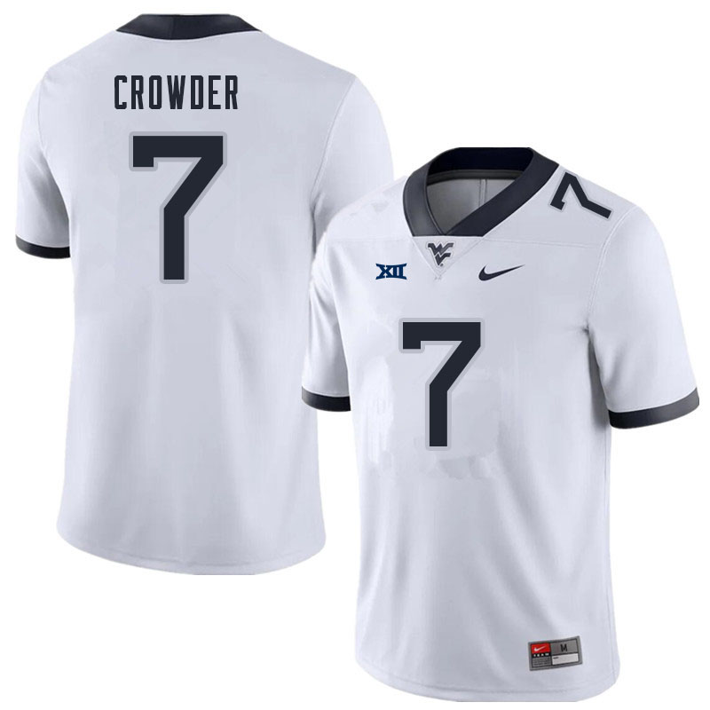NCAA Men's Will Crowder West Virginia Mountaineers White #7 Nike Stitched Football College Authentic Jersey GY23C00BV